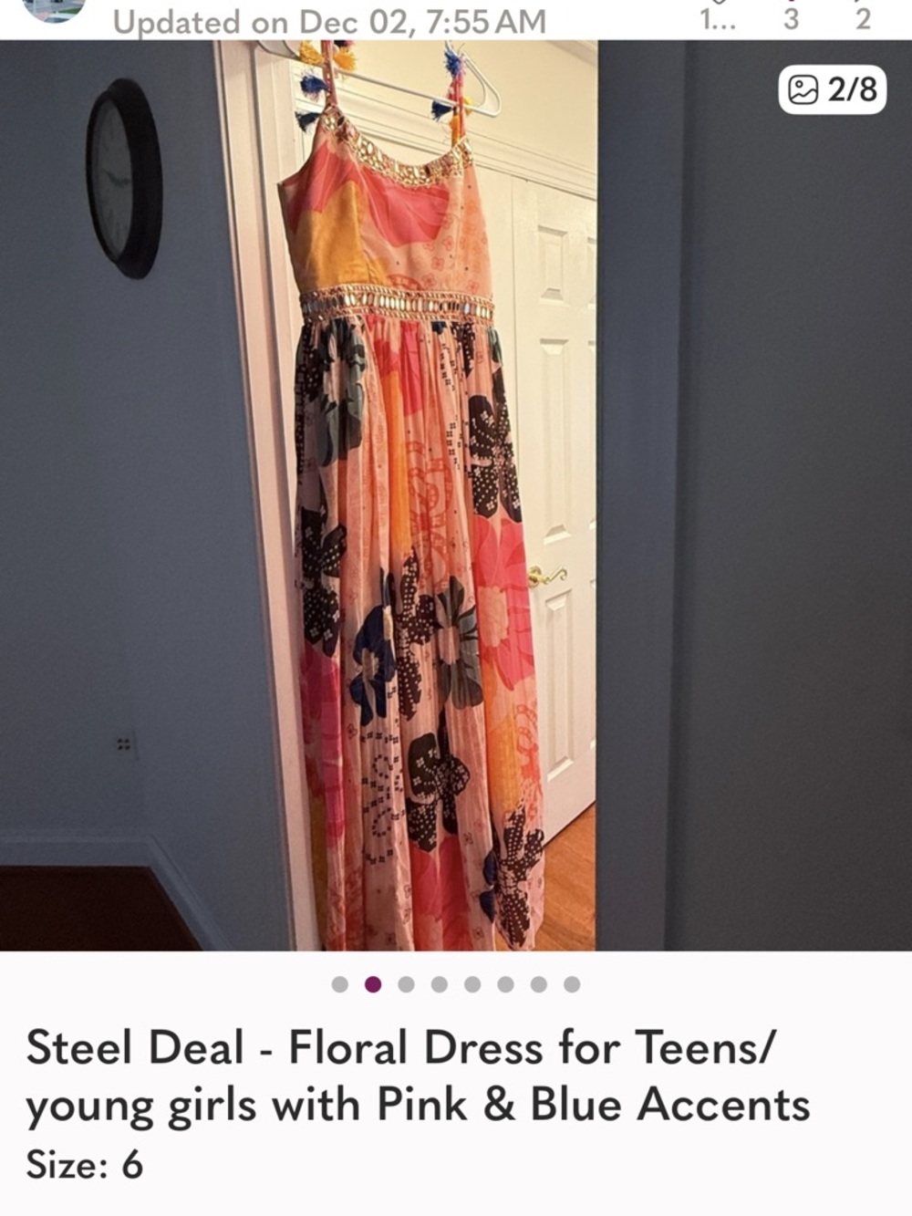 Pink & Blue Floral Maxi Dress